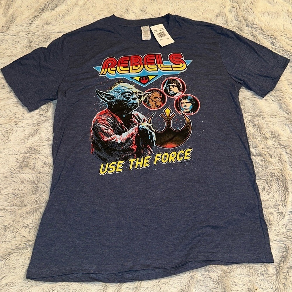 Mad Engine Star Wars Rebels Use The Force Yoda T-Shirt Denim Heather LG NEW